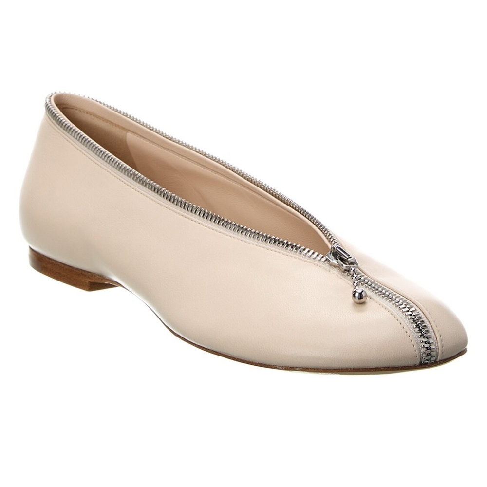 Burberry Sadler Zip Leather Ballerina Flats Size 40/ U.S. 9 Made in Italy 🇮🇹